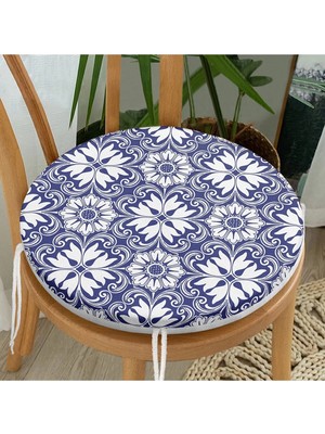 Rem Home Rengirenk Dekoratif Sandalye Minderi Beyaz Modern Yuvarlak 40 x 40 cm Mutfak Balkon Oturma Minderi