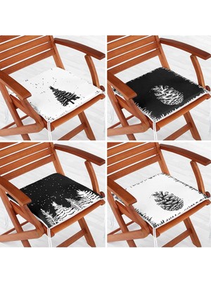 Rem Home Rengirenk Dekoratif Sandalye Minderi Beyaz 40 x 40 cm Mutfak Balkon Oturma Minderi
