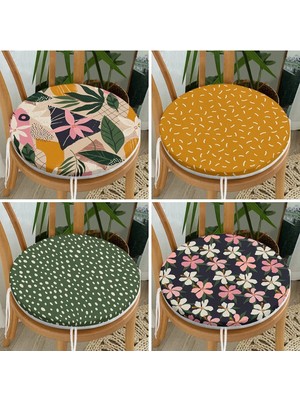 Rem Home Rengirenk Dekoratif Sandalye Minderi Yaprak Yuvarlak 40 x 40 cm Mutfak Balkon Oturma Minderi