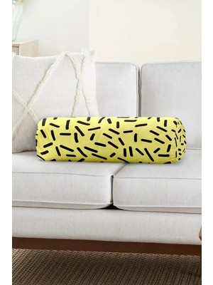 Rem Home Rengirenk Dekoratif Kırlent Kılıfı Siyah Puantiye 60 x 20 cm Salon Koltuk Kanepe Yastık Kılıfı