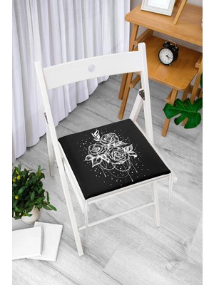 Rem Home Rengirenk Dekoratif Sandalye Minderi Siyah Modern 40 x 40 cm Mutfak Balkon Oturma Minderi