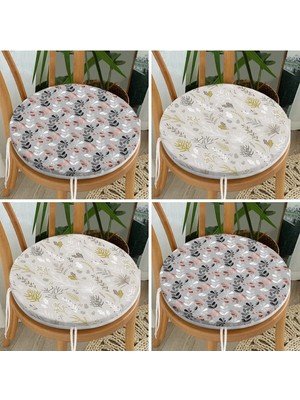 Rem Home Rengirenk Dekoratif Sandalye Minderi Yaprak Yuvarlak 40 x 40 cm Mutfak Balkon Oturma Minderi