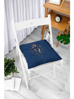 Rem Home Rengirenk Dekoratif Sandalye Minderi Beyaz Modern Bağcıklı 40 x 40 cm Mutfak Balkon Oturma Minderi