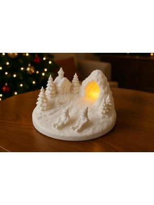 Razmo Yılbaşı Temalı Tealight Mumluk, Modern, Plastik, Beyaz, 19 Cm, 1 Parça
