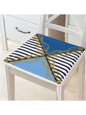 Rem Home Rengirenk Dekoratif Sandalye Minderi Sarı Geometrik 40 x 40 cm Mutfak Balkon Oturma Minderi
