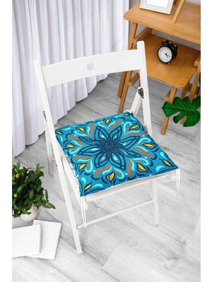 Rem Home Rengirenk Dekoratif Sandalye Minderi Beyaz Modern Bağcıklı 40 x 40 cm Mutfak Balkon Oturma Minderi