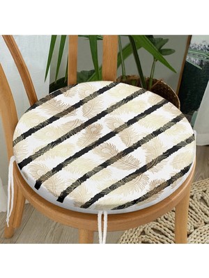 Rem Home Rengirenk Dekoratif Sandalye Minderi Sarı Modern Yuvarlak 40 x 40 cm Mutfak Balkon Oturma Minderi