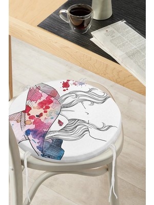 Rem Home Rengirenk Dekoratif Sandalye Minderi Sarı Yuvarlak 40 x 40 cm Mutfak Balkon Oturma Minderi