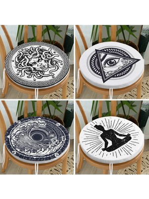 Rem Home Rengirenk Dekoratif Sandalye Minderi Modern Yuvarlak 40 x 40 cm Mutfak Balkon Oturma Minderi