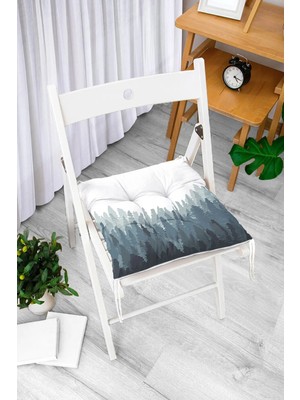 Rem Home Rengirenk Dekoratif Sandalye Minderi Beyaz Modern Bağcıklı 40 x 40 cm Mutfak Balkon Oturma Minderi