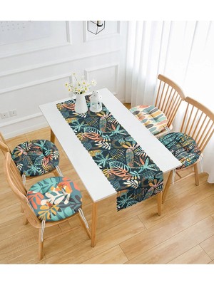 Rem Home Rengirenk Dekoratif Sandalye Minderi Sarı Yaprak Yuvarlak 45 x 140 cm Mutfak Balkon Oturma Minderi
