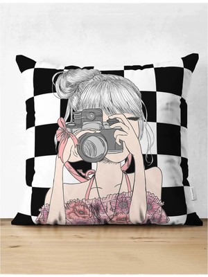 Rem Home Rengirenk Dekoratif Kırlent Kılıfı Sarı 43 x 43 cm Salon Koltuk Kanepe Yastık Kılıfı