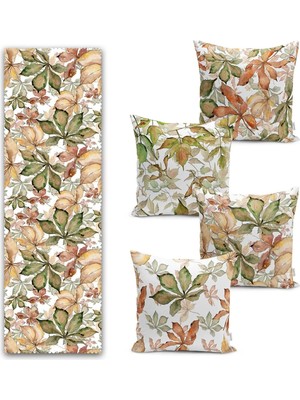 Rem Home Rengirenk Dekoratif Kırlent Kılıfı Yaprak 43 x 43 cm Salon Koltuk Kanepe Yastık Kılıfı