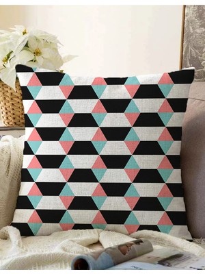 Rem Home Rengirenk Dekoratif Kırlent Kılıfı Geometrik 43 x 43 cm Salon Koltuk Kanepe Yastık Kılıfı
