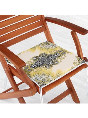 Rem Home Rengirenk Dekoratif Sandalye Minderi Sarı Modern 40 x 40 cm Mutfak Balkon Oturma Minderi