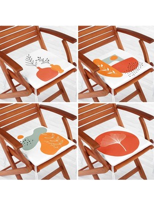 Rem Home Rengirenk Dekoratif Sandalye Minderi Beyaz Modern 40 x 40 cm Mutfak Balkon Oturma Minderi