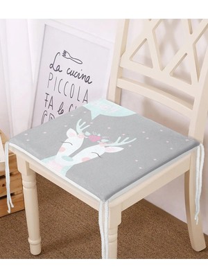 Rem Home Rengirenk Dekoratif Sandalye Minderi Gri Modern 40 x 40 cm Mutfak Balkon Oturma Minderi