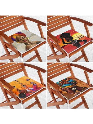 Rem Home Rengirenk Dekoratif Sandalye Minderi Sarı Etnik 40 x 40 cm Mutfak Balkon Oturma Minderi