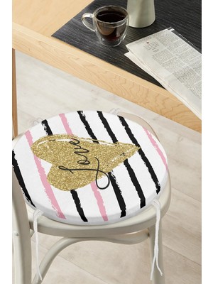 Rem Home Rengirenk Dekoratif Sandalye Minderi Modern Yuvarlak 40 x 40 cm Mutfak Balkon Oturma Minderi