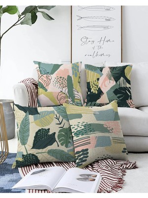 Rem Home Rengirenk Dekoratif Kırlent Kılıfı Modern 43 x 43 cm Salon Koltuk Kanepe Yastık Kılıfı
