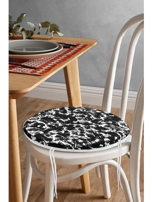 Rem Home Rengirenk Dekoratif Sandalye Minderi Beyaz Yuvarlak 40 x 40 cm Mutfak Balkon Oturma Minderi