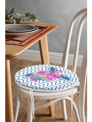 Rem Home Rengirenk Dekoratif Sandalye Minderi Yuvarlak 40 x 40 cm Mutfak Balkon Oturma Minderi