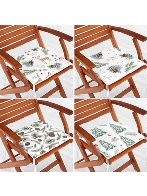 Rem Home Rengirenk Dekoratif Sandalye Minderi Beyaz Modern 40 x 40 cm Mutfak Balkon Oturma Minderi