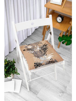 Rem Home Rengirenk Dekoratif Sandalye Minderi Beyaz Hayvan Bağcıklı 40 x 40 cm Mutfak Balkon Oturma Minderi