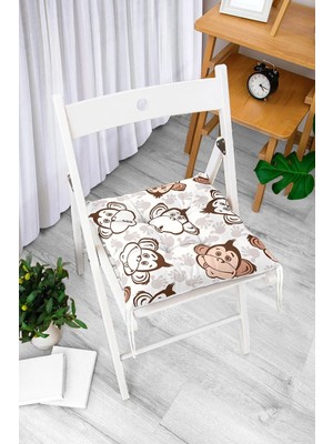 Rem Home Rengirenk Dekoratif Sandalye Minderi Beyaz Modern Bağcıklı 40 x 40 cm Mutfak Balkon Oturma Minderi