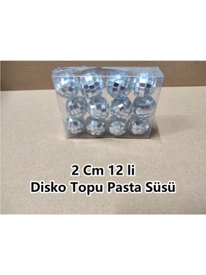 Bp Bizden Pastacılık Disko Topu Pasta Süsü 2 cm 12 Li Çok Renkli
