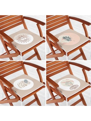 Rem Home Rengirenk Dekoratif Sandalye Minderi Sarı Bohem 40 x 40 cm Mutfak Balkon Oturma Minderi