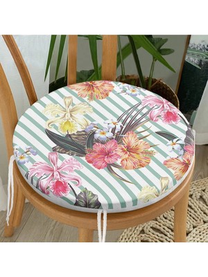 Rem Home Rengirenk Dekoratif Sandalye Minderi Yuvarlak 40 x 40 cm Mutfak Balkon Oturma Minderi