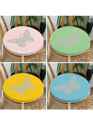 Rem Home Rengirenk Dekoratif Sandalye Minderi Sarı Modern Yuvarlak 40 x 40 cm Mutfak Balkon Oturma Minderi