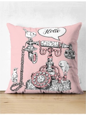 Rem Home Rengirenk Dekoratif Kırlent Kılıfı Pembe Modern 43 x 43 cm Salon Koltuk Kanepe Yastık Kılıfı