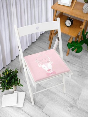 Rem Home Rengirenk Dekoratif Sandalye Minderi Pembe Modern 40 x 40 cm Mutfak Balkon Oturma Minderi