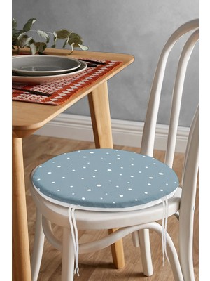 Rem Home Rengirenk Dekoratif Sandalye Minderi Beyaz Puantiye Yuvarlak 40 x 40 cm Mutfak Balkon Oturma Minderi
