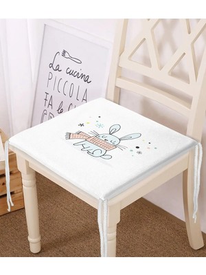 Rem Home Rengirenk Dekoratif Sandalye Minderi Beyaz Modern 40 x 40 cm Mutfak Balkon Oturma Minderi
