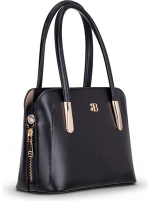 BloominBag Burkley Solenne Onyx Black Pu Deri Kadın El ve Omuz Çantası
