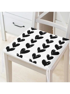 Rem Home Rengirenk Dekoratif Sandalye Minderi Siyah Modern 40 x 40 cm Mutfak Balkon Oturma Minderi