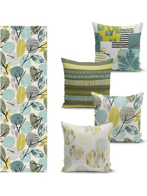 Rem Home Rengirenk Dekoratif Kırlent Kılıfı Sarı Yaprak 43 x 43 cm Salon Koltuk Kanepe Yastık Kılıfı
