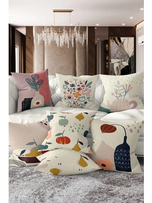 Rem Home Rengirenk Dekoratif Kırlent Kılıfı Sarı 43 x 43 cm Salon Koltuk Kanepe Yastık Kılıfı
