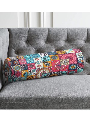 Rem Home Rengirenk Dekoratif Kırlent Kılıfı Sarı 60 x 20 cm Salon Koltuk Kanepe Yastık Kılıfı
