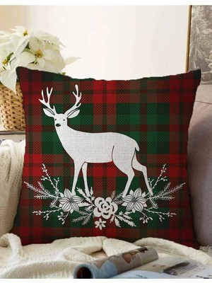 Rem Home Rengirenk Dekoratif Kırlent Kılıfı Ekose 43 x 43 cm Salon Koltuk Kanepe Yastık Kılıfı