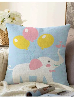 Rem Home Rengirenk Dekoratif Kırlent Kılıfı Mavi 43 x 43 cm Salon Koltuk Kanepe Yastık Kılıfı