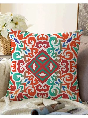Rem Home Rengirenk Dekoratif Kırlent Kılıfı Beyaz Modern 43 x 43 cm Salon Koltuk Kanepe Yastık Kılıfı