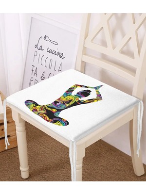 Rem Home Rengirenk Dekoratif Sandalye Minderi Beyaz Modern 40 x 40 cm Mutfak Balkon Oturma Minderi