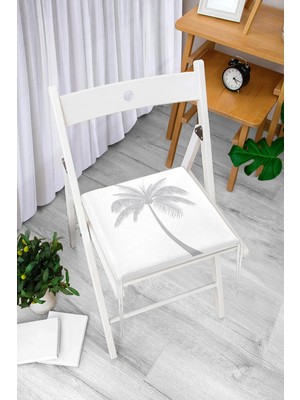 Rem Home Rengirenk Dekoratif Sandalye Minderi Beyaz Modern 40 x 40 cm Mutfak Balkon Oturma Minderi