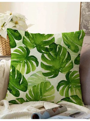 Rem Home Rengirenk Dekoratif Kırlent Kılıfı Sarı Yaprak 43 x 43 cm Salon Koltuk Kanepe Yastık Kılıfı