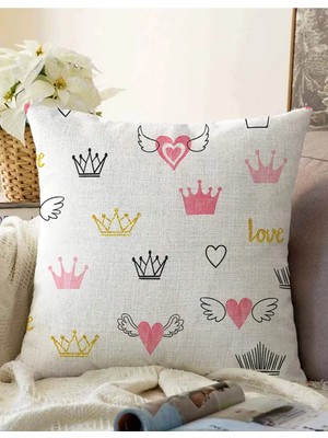 Rem Home Rengirenk Dekoratif Kırlent Kılıfı Kalp 43 x 43 cm Salon Koltuk Kanepe Yastık Kılıfı