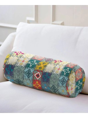 Rem Home Rengirenk Dekoratif Kırlent Kılıfı Sarı Geometrik 60 x 20 cm Salon Koltuk Kanepe Yastık Kılıfı